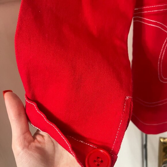Astro Bettie Red Midge Button Down Jean Jacket Size Small Vintage Reproduction - Picture 4 of 8